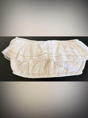 Roxy White Lace Ruffle Bandeau/Tube Top size medium w/straps